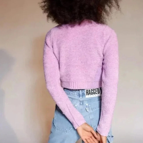 Urban Outfitters Dina Plush Soft Knit Cardigan Violet Purple Sz Medium - Picture 3 of 9